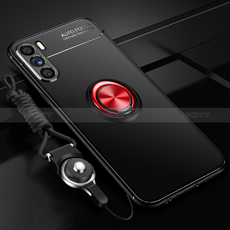 Custodia Silicone Ultra Sottile Morbida Cover con Magnetico Anello Supporto JM3 per Oppo K9 Pro 5G Rosso e Nero