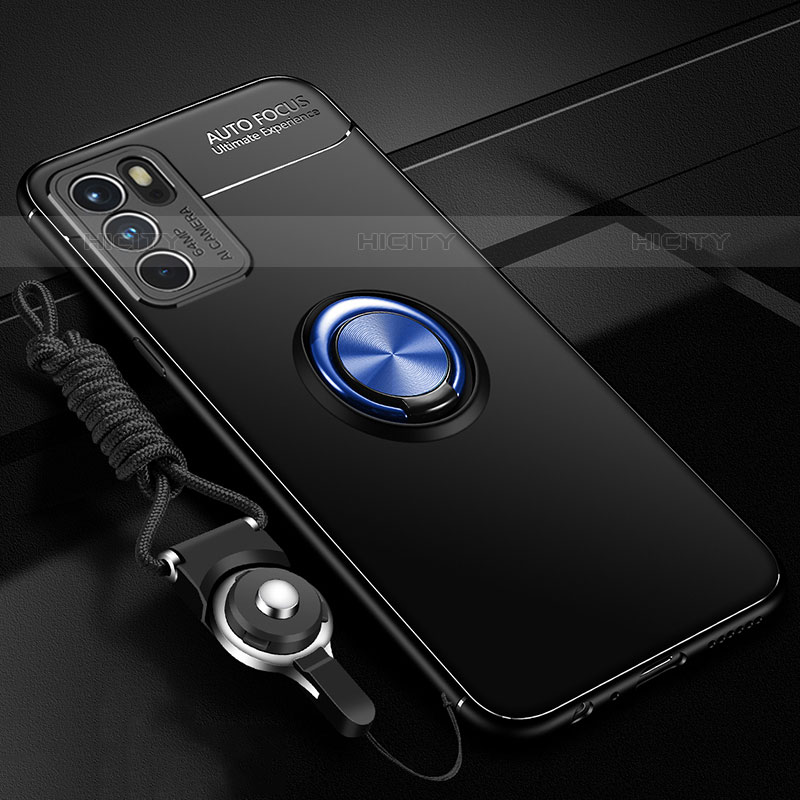 Custodia Silicone Ultra Sottile Morbida Cover con Magnetico Anello Supporto JM3 per Oppo Reno6 Pro 5G India