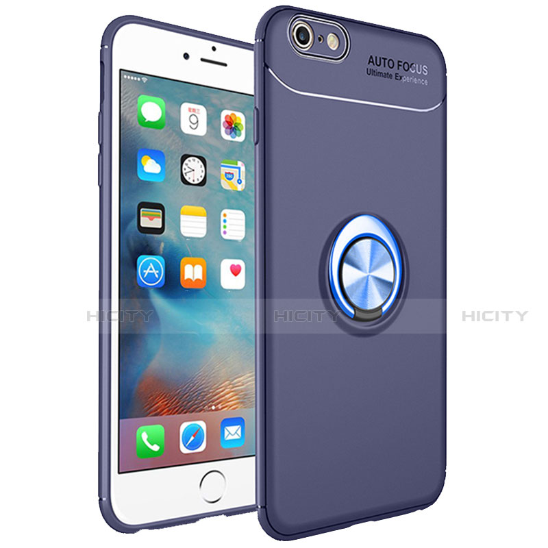 Custodia Silicone Ultra Sottile Morbida Cover con Magnetico Anello Supporto per Apple iPhone 6S Plus Blu