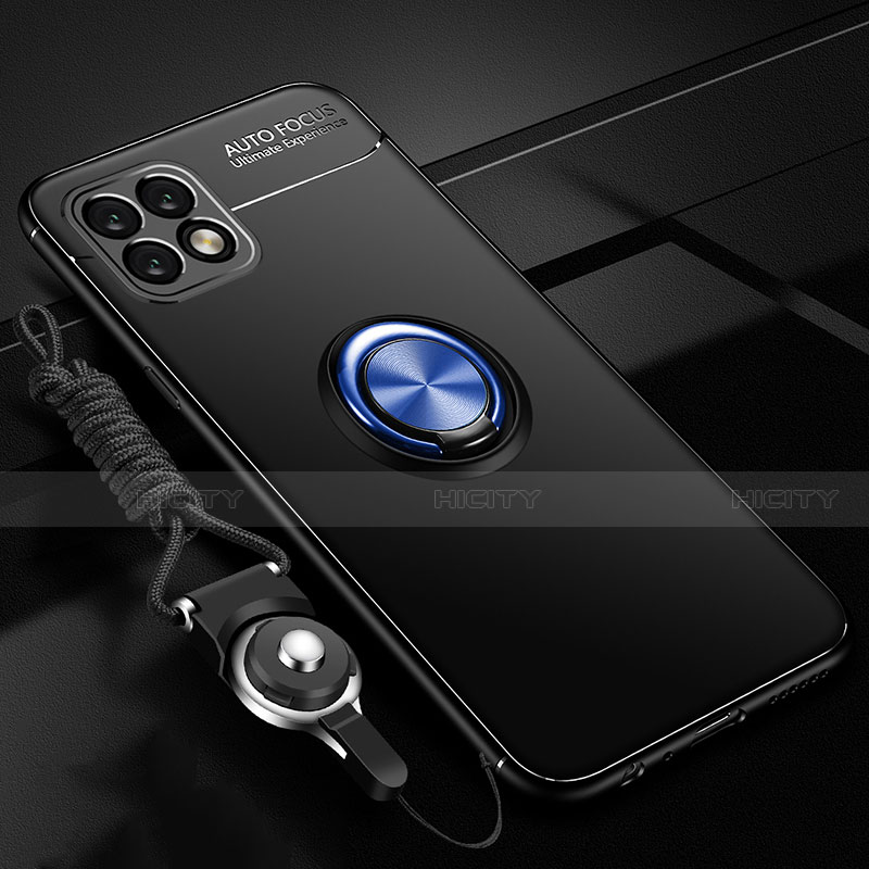 Custodia Silicone Ultra Sottile Morbida Cover con Magnetico Anello Supporto per Huawei Enjoy 20 5G Blu e Nero