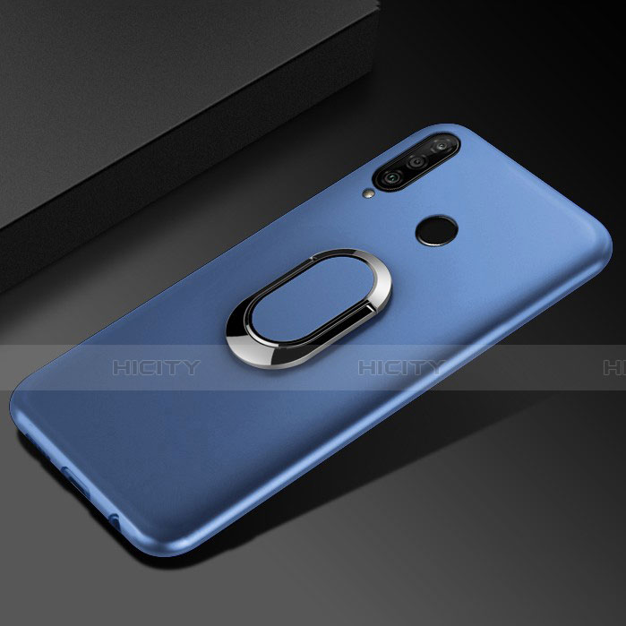 Custodia Silicone Ultra Sottile Morbida Cover con Magnetico Anello Supporto per Huawei Honor 10i Blu