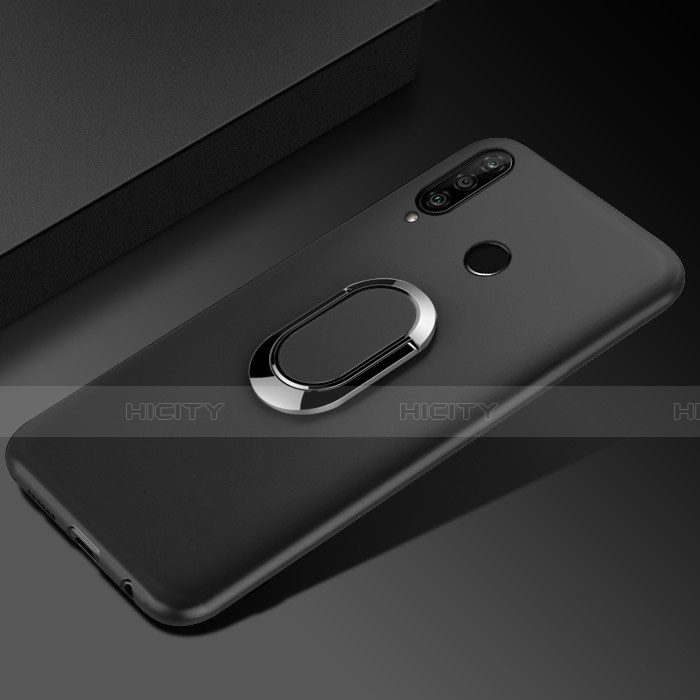 Custodia Silicone Ultra Sottile Morbida Cover con Magnetico Anello Supporto per Huawei Honor 10i Nero