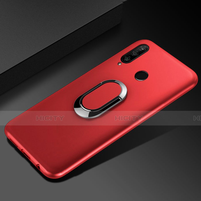 Custodia Silicone Ultra Sottile Morbida Cover con Magnetico Anello Supporto per Huawei Honor 10i Rosso