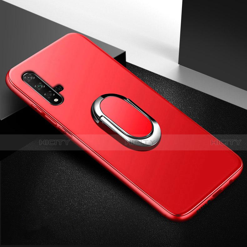 Custodia Silicone Ultra Sottile Morbida Cover con Magnetico Anello Supporto per Huawei Honor 20S Rosso