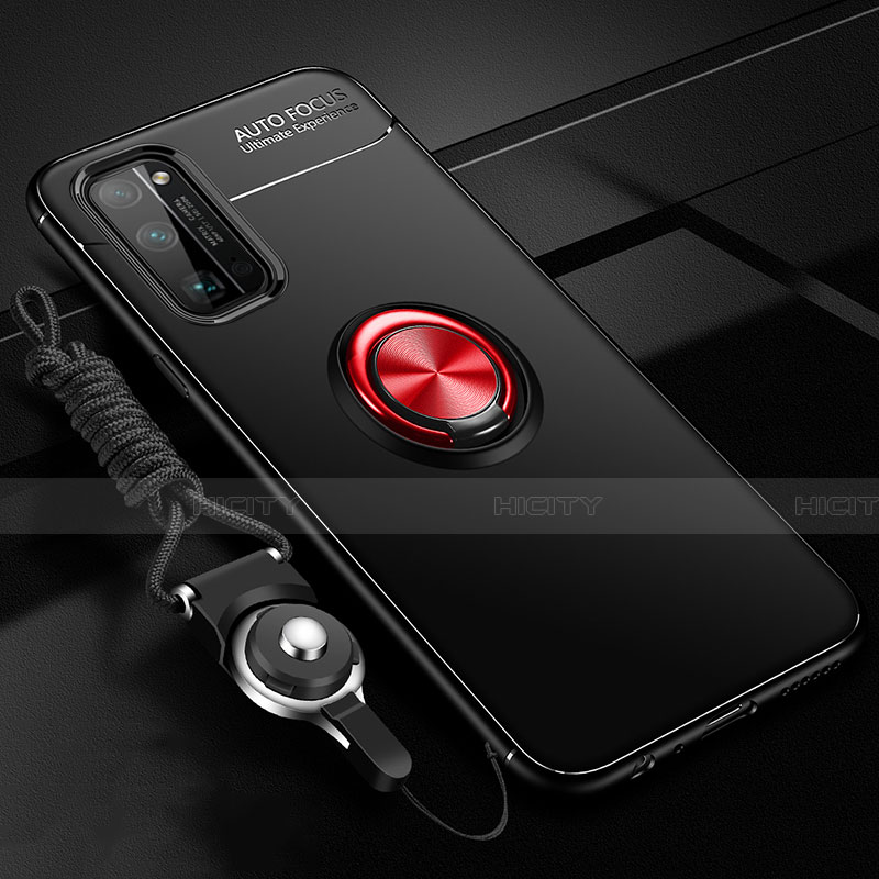 Custodia Silicone Ultra Sottile Morbida Cover con Magnetico Anello Supporto per Huawei Honor 30 Pro Rosso e Nero