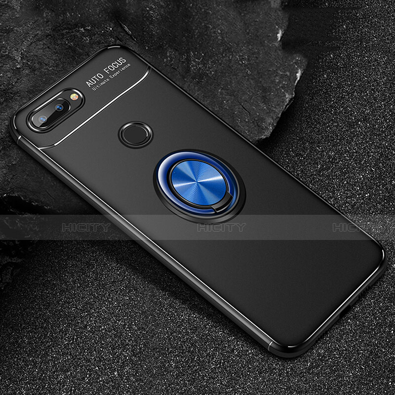 Custodia Silicone Ultra Sottile Morbida Cover con Magnetico Anello Supporto per Huawei Honor 9 Lite Blu e Nero