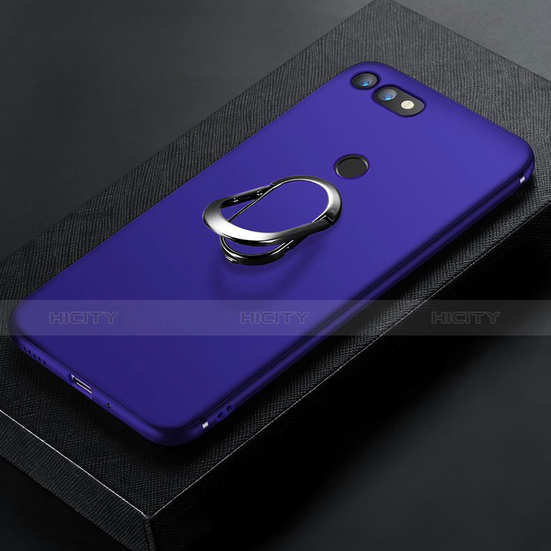 Custodia Silicone Ultra Sottile Morbida Cover con Magnetico Anello Supporto per Huawei Honor V20 Blu