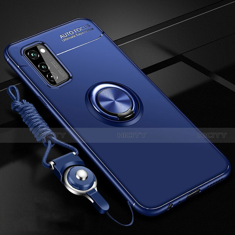 Custodia Silicone Ultra Sottile Morbida Cover con Magnetico Anello Supporto per Huawei Honor V30 5G Blu