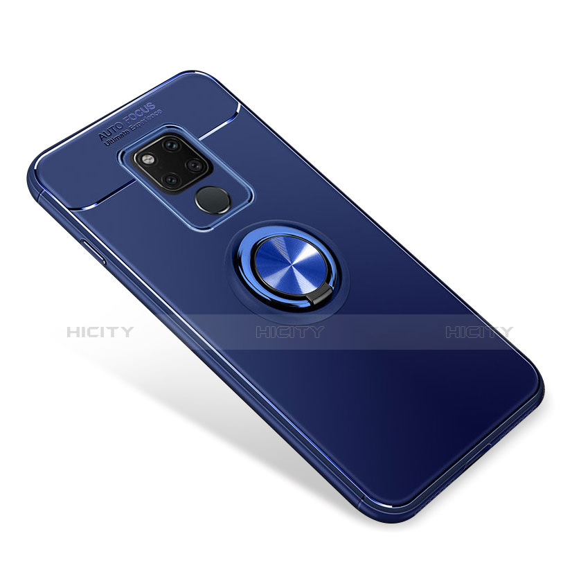 Custodia Silicone Ultra Sottile Morbida Cover con Magnetico Anello Supporto per Huawei Mate 20 Blu