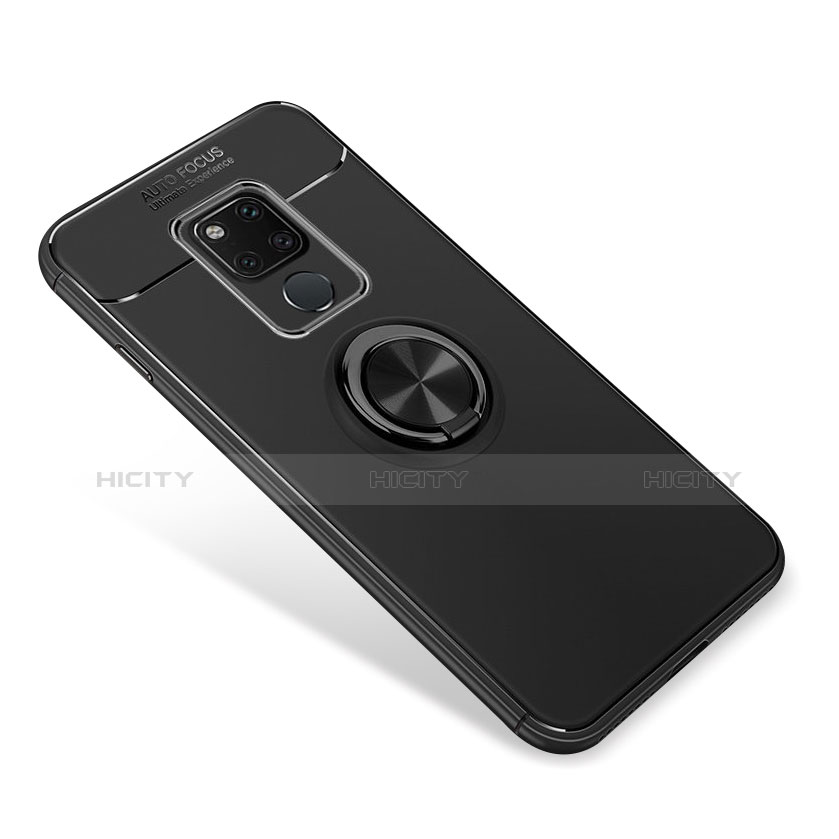 Custodia Silicone Ultra Sottile Morbida Cover con Magnetico Anello Supporto per Huawei Mate 20 Nero