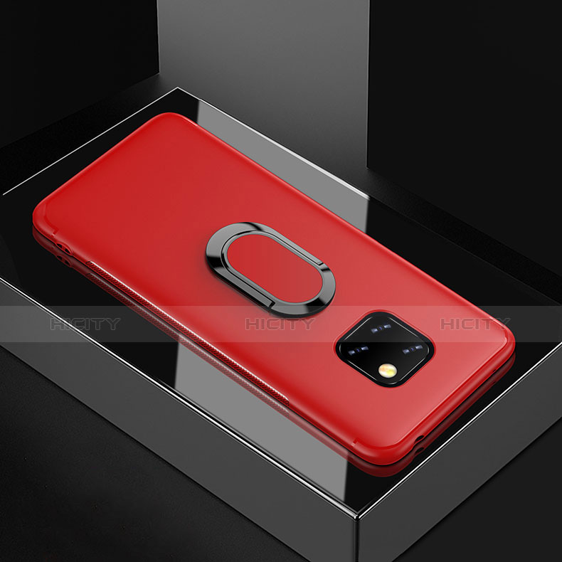 Custodia Silicone Ultra Sottile Morbida Cover con Magnetico Anello Supporto per Huawei Mate 20 Pro Rosso