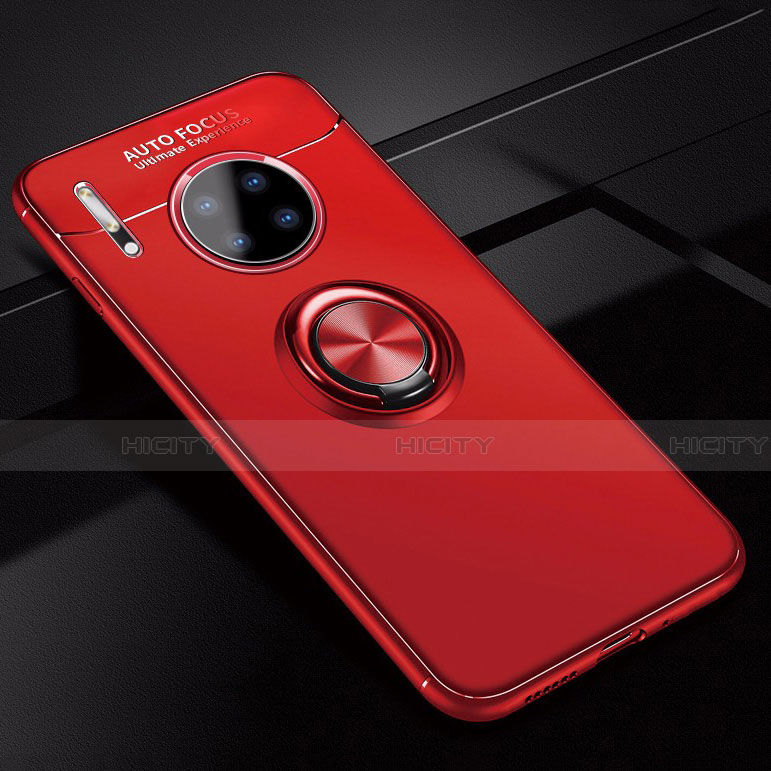 Custodia Silicone Ultra Sottile Morbida Cover con Magnetico Anello Supporto per Huawei Mate 30 5G Rosso