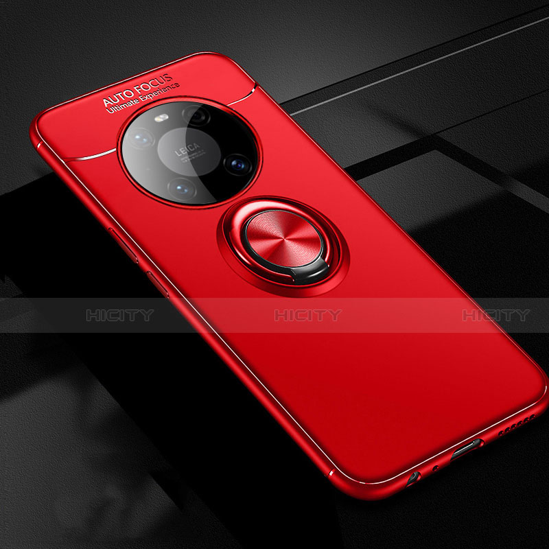 Custodia Silicone Ultra Sottile Morbida Cover con Magnetico Anello Supporto per Huawei Mate 40 Pro Rosso