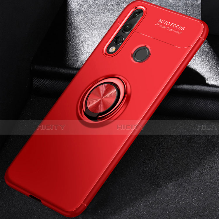 Custodia Silicone Ultra Sottile Morbida Cover con Magnetico Anello Supporto per Huawei Nova 4e Rosso