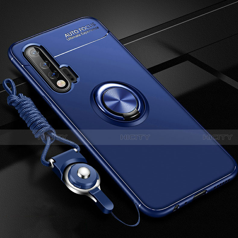 Custodia Silicone Ultra Sottile Morbida Cover con Magnetico Anello Supporto per Huawei Nova 6 5G Blu