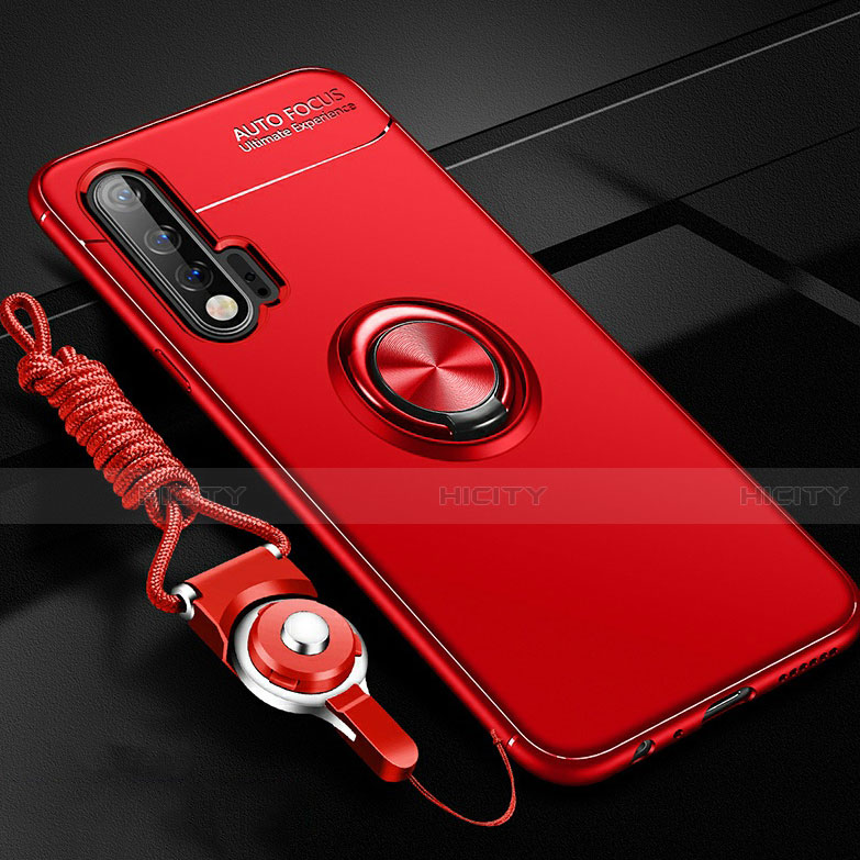 Custodia Silicone Ultra Sottile Morbida Cover con Magnetico Anello Supporto per Huawei Nova 6 Rosso