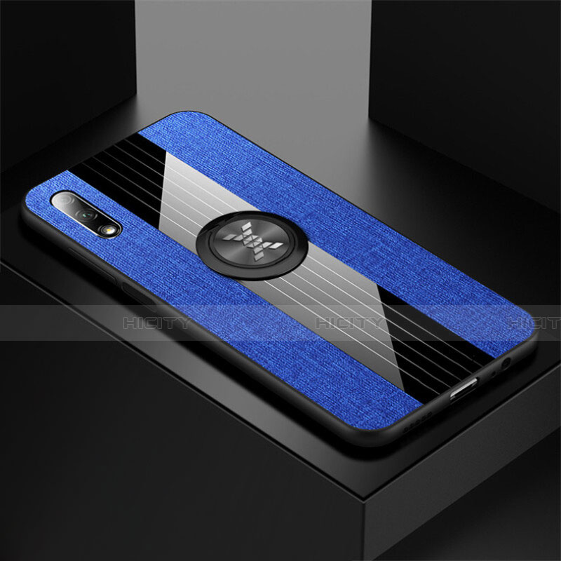 Custodia Silicone Ultra Sottile Morbida Cover con Magnetico Anello Supporto per Huawei P Smart Z (2019) Blu