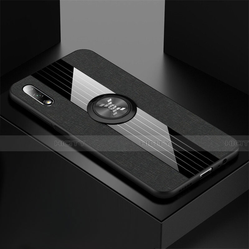 Custodia Silicone Ultra Sottile Morbida Cover con Magnetico Anello Supporto per Huawei P Smart Z (2019) Nero