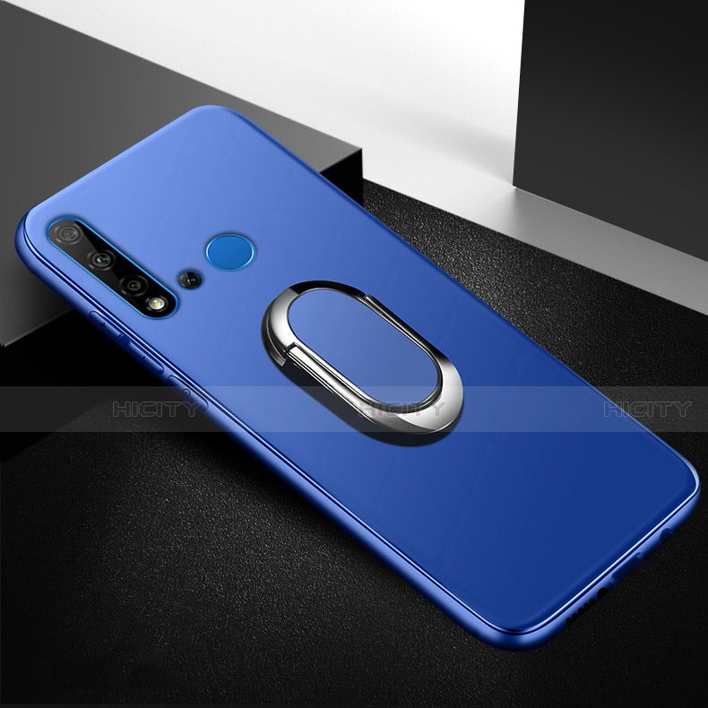 Custodia Silicone Ultra Sottile Morbida Cover con Magnetico Anello Supporto per Huawei P20 Lite (2019) Blu