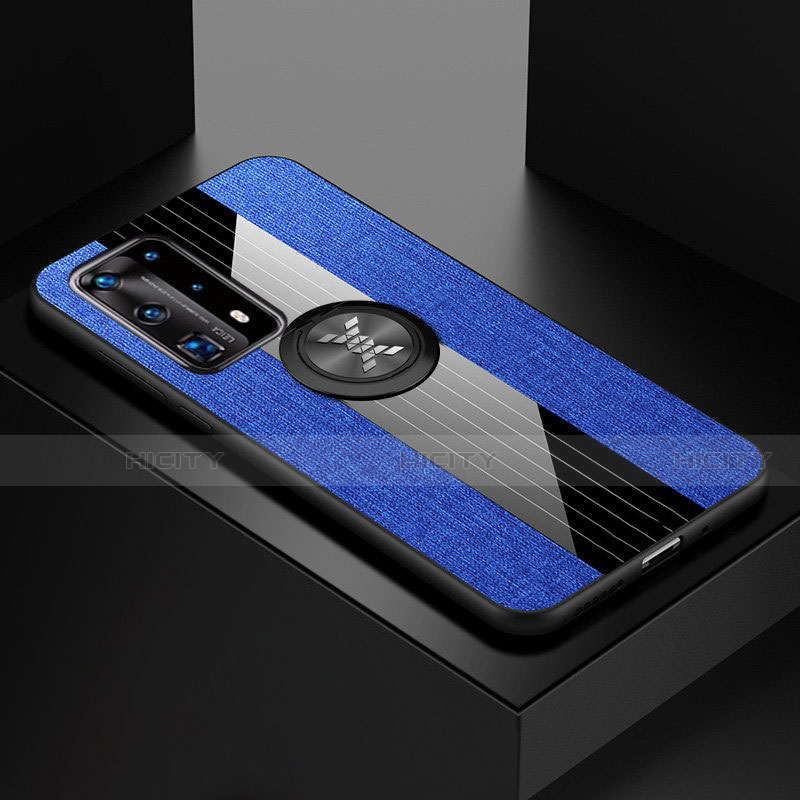 Custodia Silicone Ultra Sottile Morbida Cover con Magnetico Anello Supporto per Huawei P40 Pro+ Plus Blu