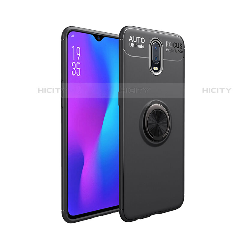 Custodia Silicone Ultra Sottile Morbida Cover con Magnetico Anello Supporto per OnePlus 7 Nero