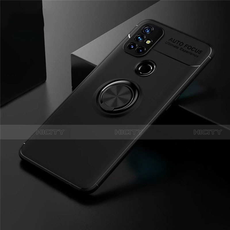 Custodia Silicone Ultra Sottile Morbida Cover con Magnetico Anello Supporto per OnePlus Nord N10 5G Nero