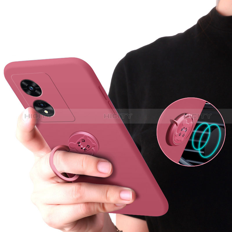 Custodia Silicone Ultra Sottile Morbida Cover con Magnetico Anello Supporto per Oppo A1 Pro 5G