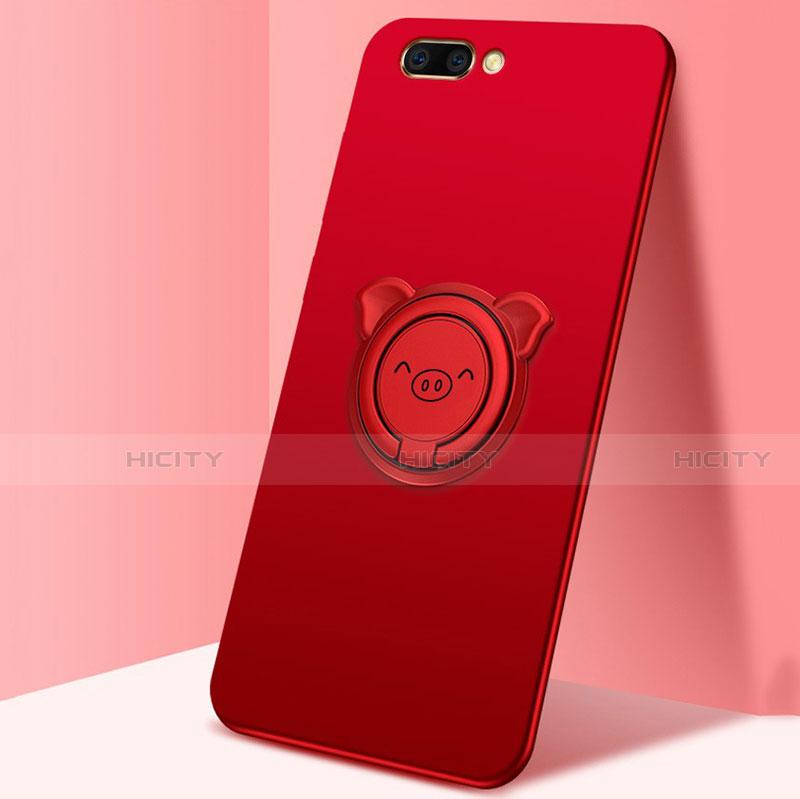 Custodia Silicone Ultra Sottile Morbida Cover con Magnetico Anello Supporto per Oppo A12e Rosso