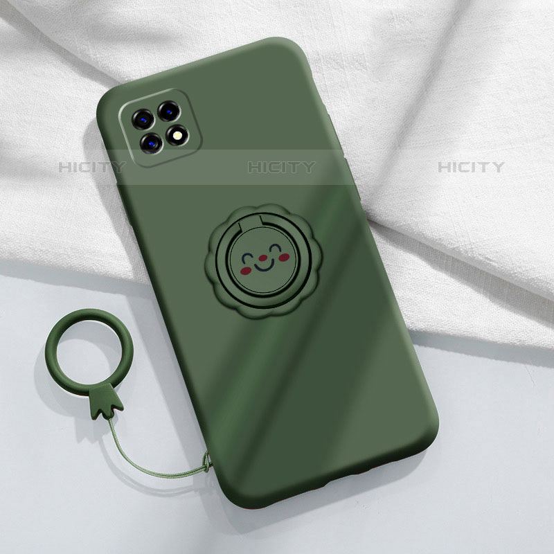 Custodia Silicone Ultra Sottile Morbida Cover con Magnetico Anello Supporto per Oppo A53 5G Verde