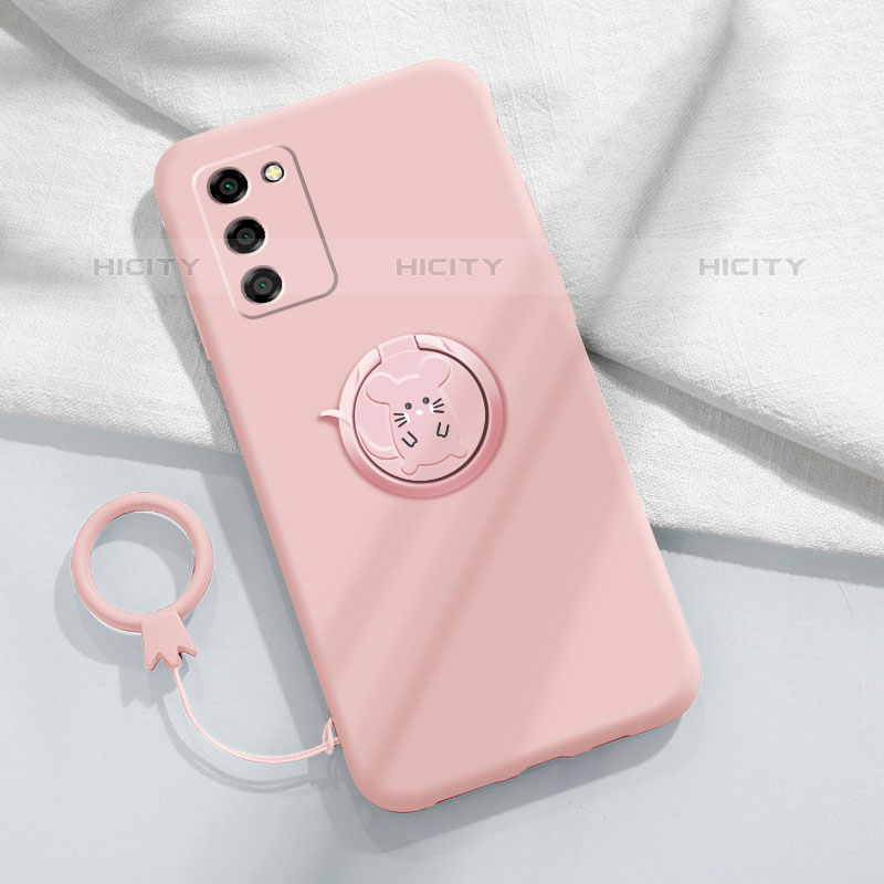 Custodia Silicone Ultra Sottile Morbida Cover con Magnetico Anello Supporto per Oppo A53s 5G Rosa