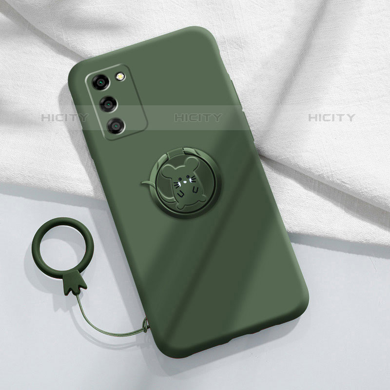 Custodia Silicone Ultra Sottile Morbida Cover con Magnetico Anello Supporto per Oppo A53s 5G Verde Notte