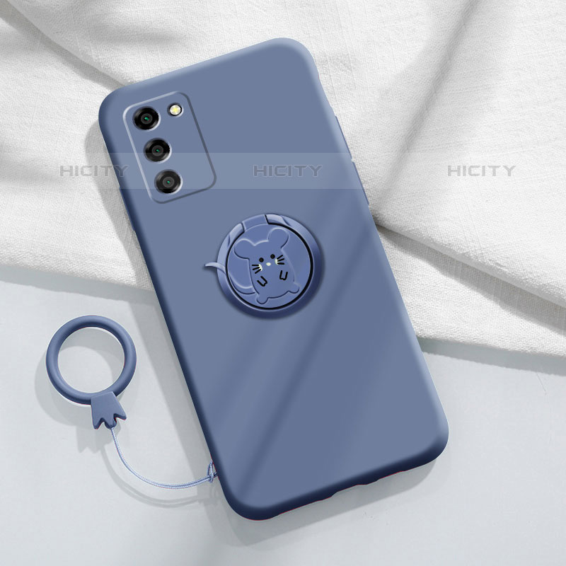 Custodia Silicone Ultra Sottile Morbida Cover con Magnetico Anello Supporto per Oppo A55 5G Grigio Lavanda