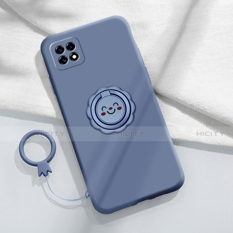 Custodia Silicone Ultra Sottile Morbida Cover con Magnetico Anello Supporto per Oppo A72 5G Grigio Lavanda