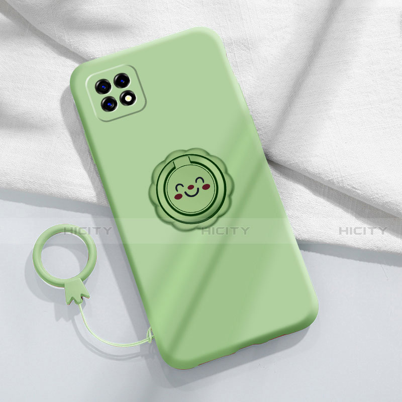 Custodia Silicone Ultra Sottile Morbida Cover con Magnetico Anello Supporto per Oppo A73 5G Verde Pastello