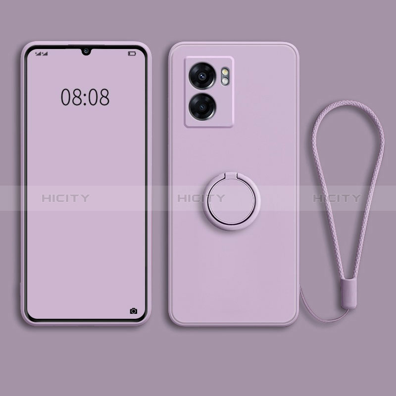 Custodia Silicone Ultra Sottile Morbida Cover con Magnetico Anello Supporto per Oppo A77 5G Lavanda