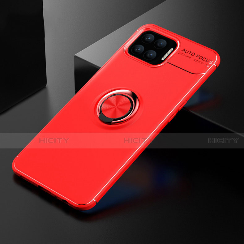 Custodia Silicone Ultra Sottile Morbida Cover con Magnetico Anello Supporto per Oppo A93 Rosso