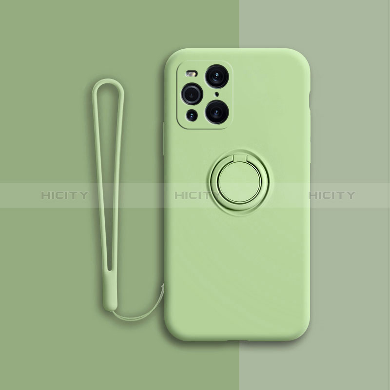 Custodia Silicone Ultra Sottile Morbida Cover con Magnetico Anello Supporto per Oppo Find X3 5G