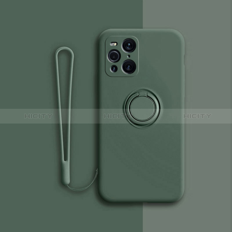 Custodia Silicone Ultra Sottile Morbida Cover con Magnetico Anello Supporto per Oppo Find X3 5G