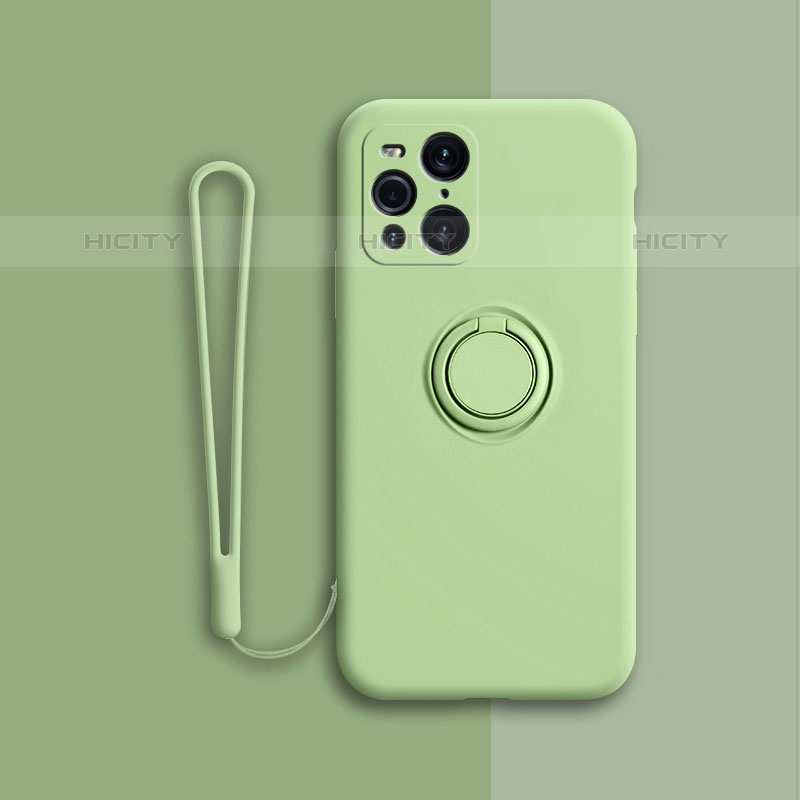 Custodia Silicone Ultra Sottile Morbida Cover con Magnetico Anello Supporto per Oppo Find X3 Pro 5G