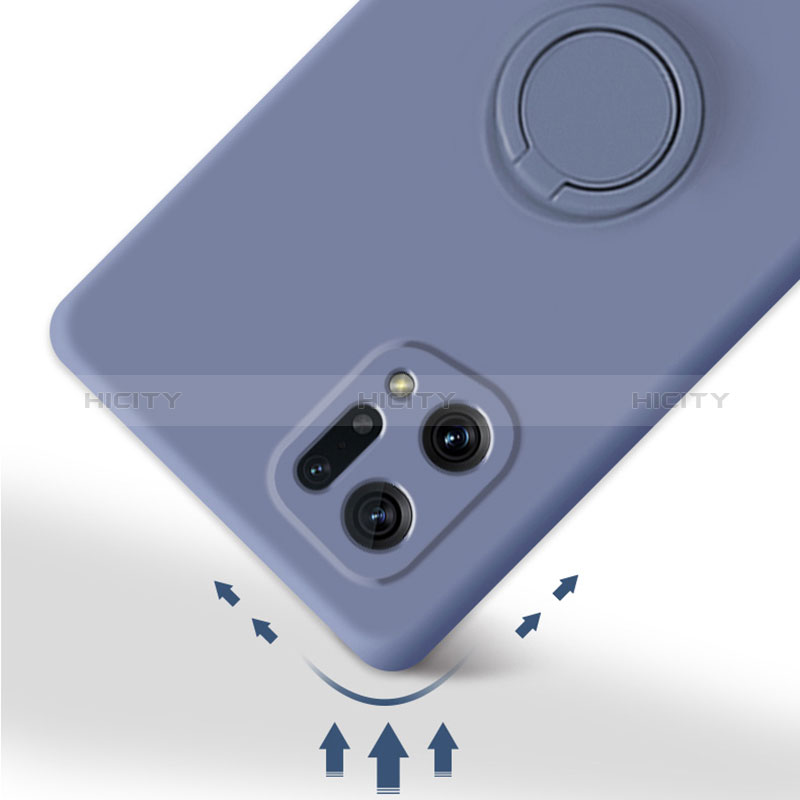 Custodia Silicone Ultra Sottile Morbida Cover con Magnetico Anello Supporto per Oppo Find X5 5G