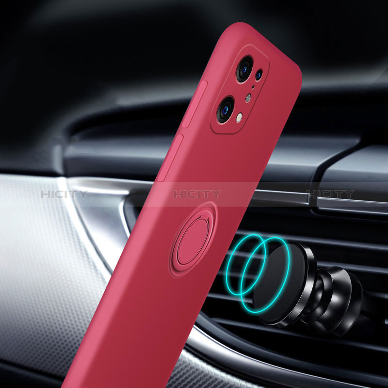 Custodia Silicone Ultra Sottile Morbida Cover con Magnetico Anello Supporto per Oppo Find X5 5G