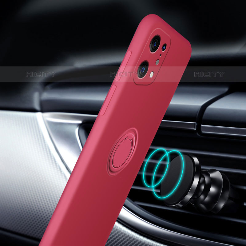 Custodia Silicone Ultra Sottile Morbida Cover con Magnetico Anello Supporto per Oppo Find X5 Pro 5G