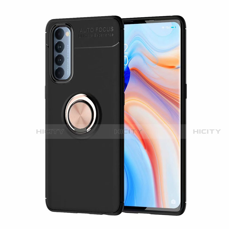 Custodia Silicone Ultra Sottile Morbida Cover con Magnetico Anello Supporto per Oppo Reno4 Pro 4G