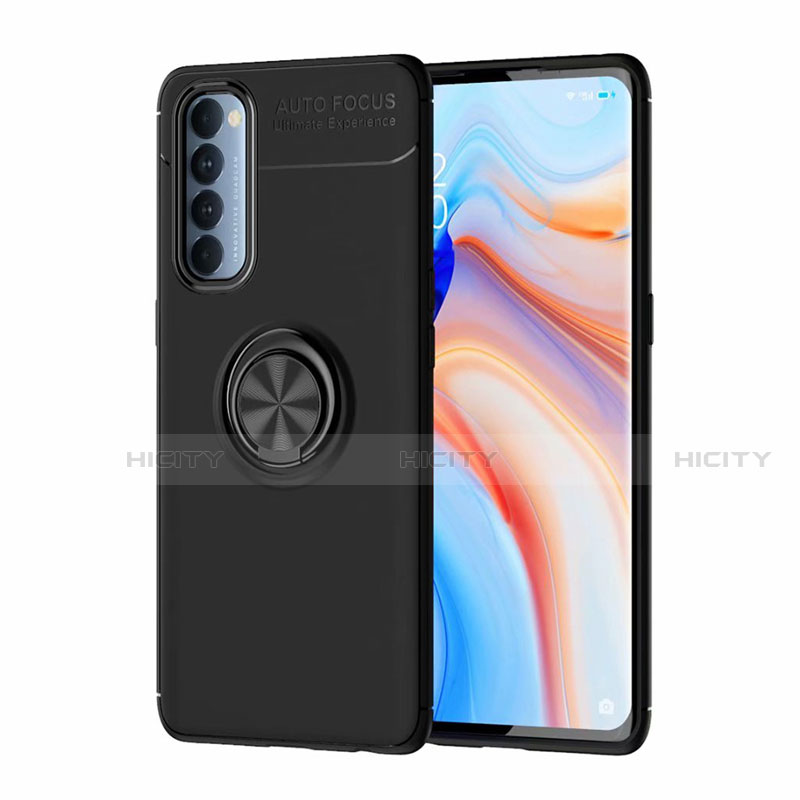 Custodia Silicone Ultra Sottile Morbida Cover con Magnetico Anello Supporto per Oppo Reno4 Pro 4G