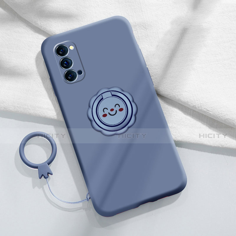 Custodia Silicone Ultra Sottile Morbida Cover con Magnetico Anello Supporto per Oppo Reno4 Pro 5G