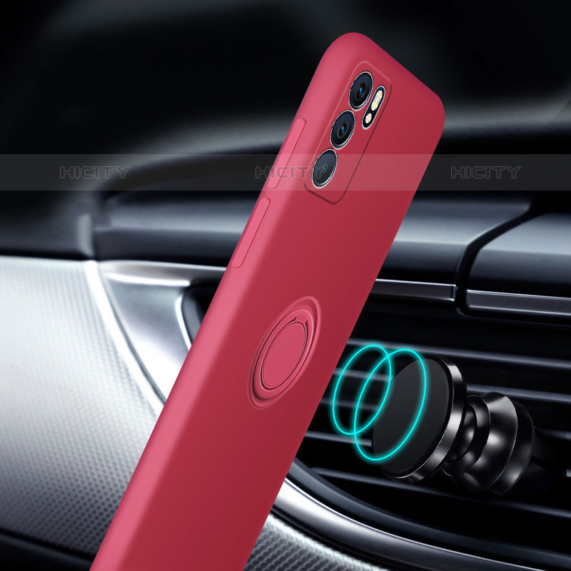 Custodia Silicone Ultra Sottile Morbida Cover con Magnetico Anello Supporto per Oppo Reno6 Pro 5G