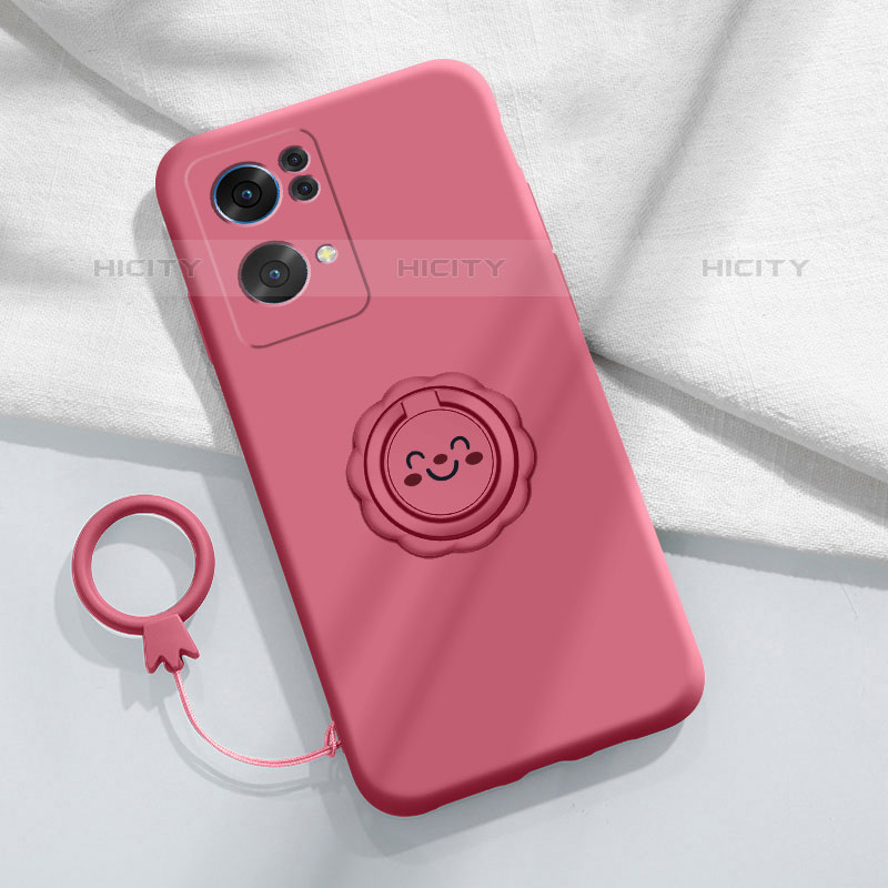 Custodia Silicone Ultra Sottile Morbida Cover con Magnetico Anello Supporto per Oppo Reno7 Pro 5G