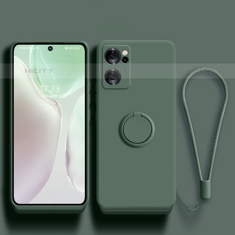 Custodia Silicone Ultra Sottile Morbida Cover con Magnetico Anello Supporto per Oppo Reno7 SE 5G