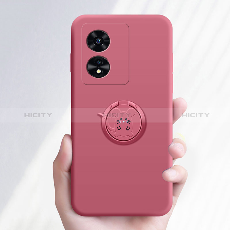 Custodia Silicone Ultra Sottile Morbida Cover con Magnetico Anello Supporto per Oppo Reno8 T 5G