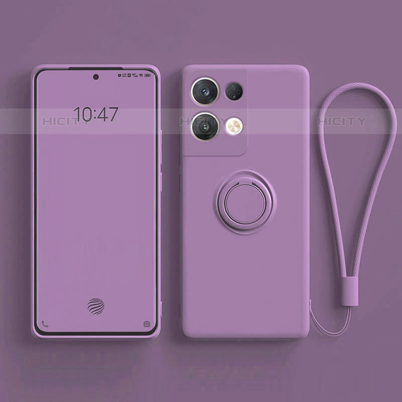 Custodia Silicone Ultra Sottile Morbida Cover con Magnetico Anello Supporto per Oppo Reno9 5G Viola